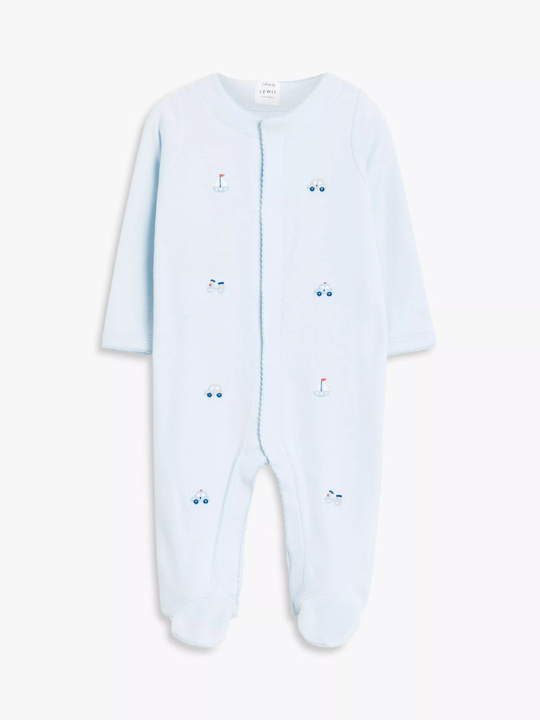 John Lewis Baby Tiny Toys Embroidered Sleepsuit, Multi