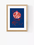 EAST END PRINTS Anek 'Indigo Pomegranate' Wood Framed Print