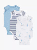 John Lewis Premature Baby GOTS Organic Cotton Giraffe Star Stripe Bodysuit, Pack of 3