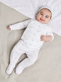 Mini Cuddles Baby Applique Sleepsuits, Hat & Gloves Set, White/Blue - McGrocer
