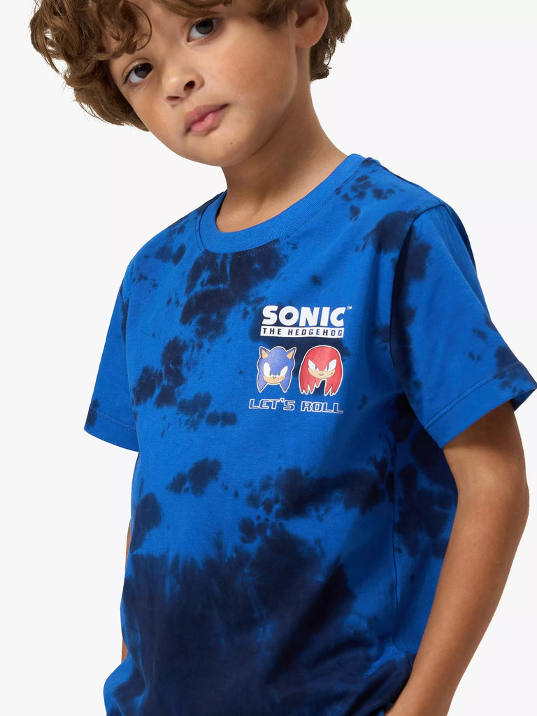 Angel & Rocket Sonic the Hedgehog Graphic Tie Dye T-Shirt, Blue