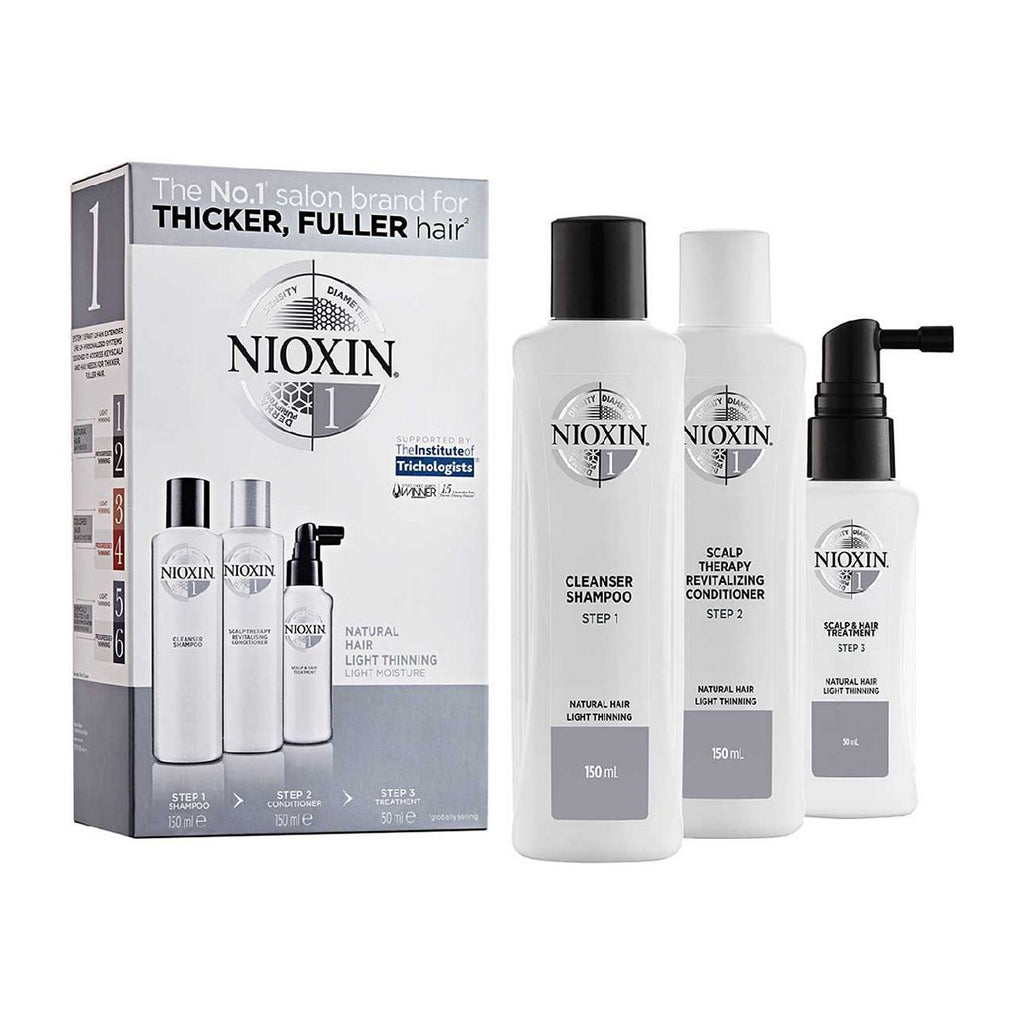 NIOXIN 3-Part System 1 Trial Kit for Natural Hair with Light Thinning