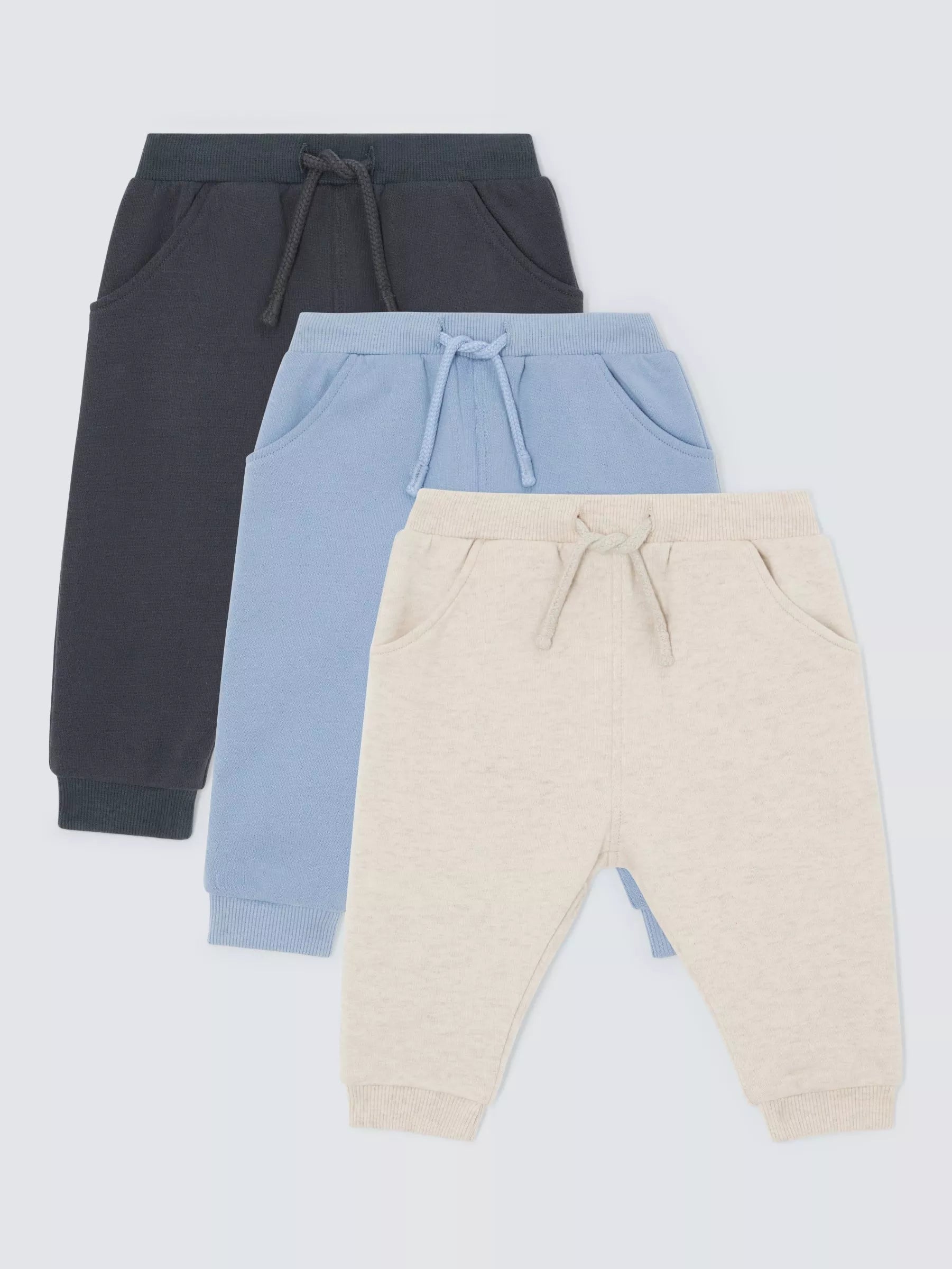 John Lewis Baby Plain Joggers, Pack of 3, Multi - McGrocer