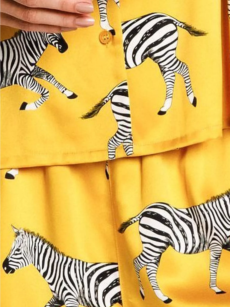 Chelsea Peers Zebra Short Shirt Satin Pyjama Set