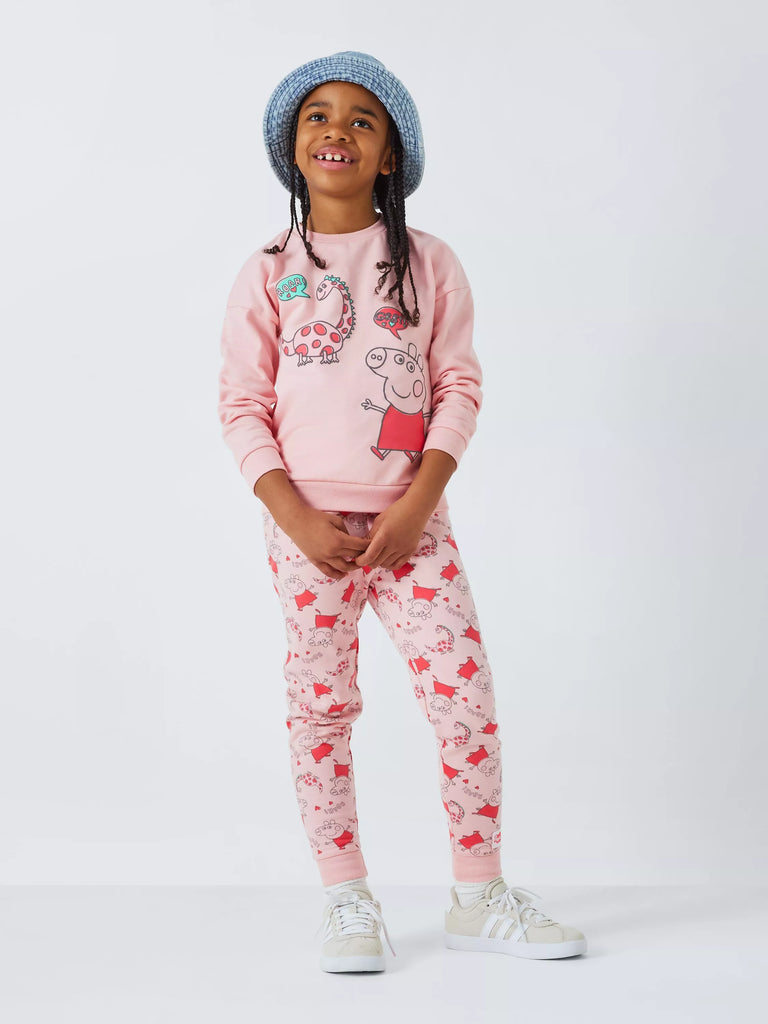 Brand Threads Kids' Peppa Pig Joggers Set, Dusky Pink