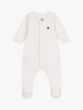 Petit Bateau Baby Heart Velour Bodyjamas, Marshmallow