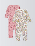 John Lewis Baby Bunny Floral Cotton Pyjamas, Pack of 2, Multi