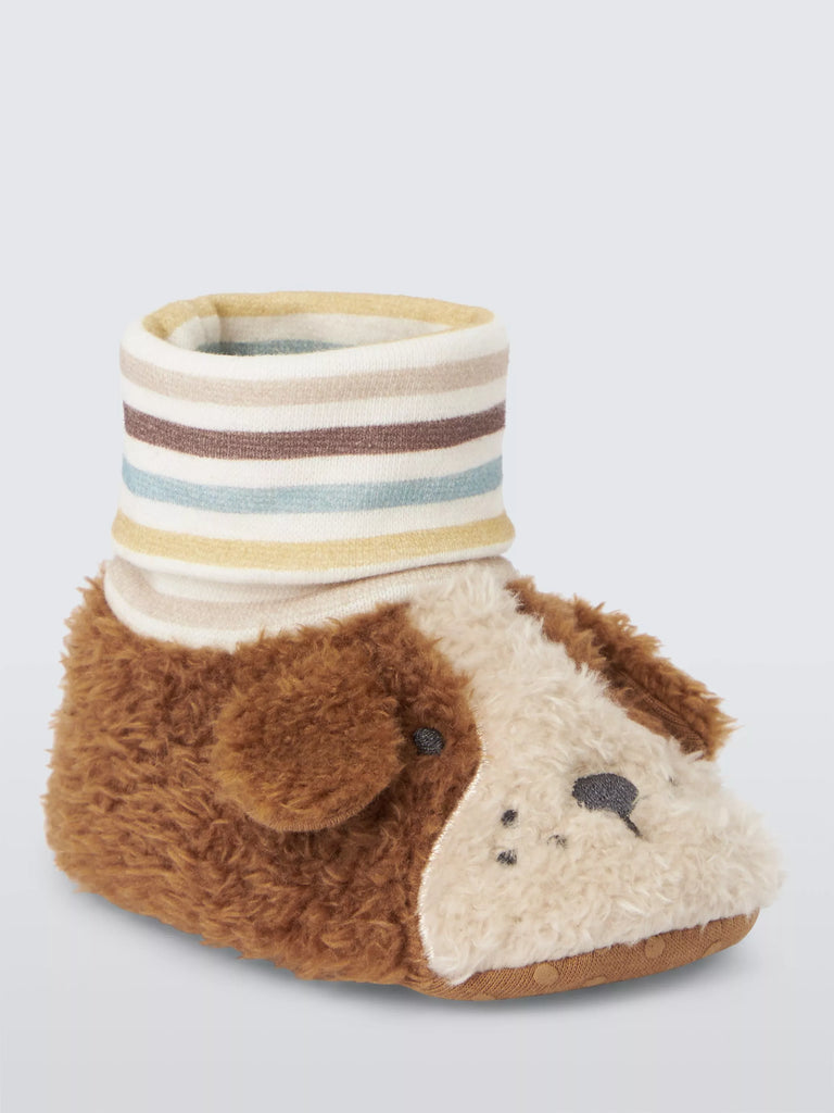 John Lewis Fluffy Puppy Sock Top Baby Booties, Multi