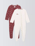 John Lewis Baby Cotton Floral Sleepsuit, Pack of 2