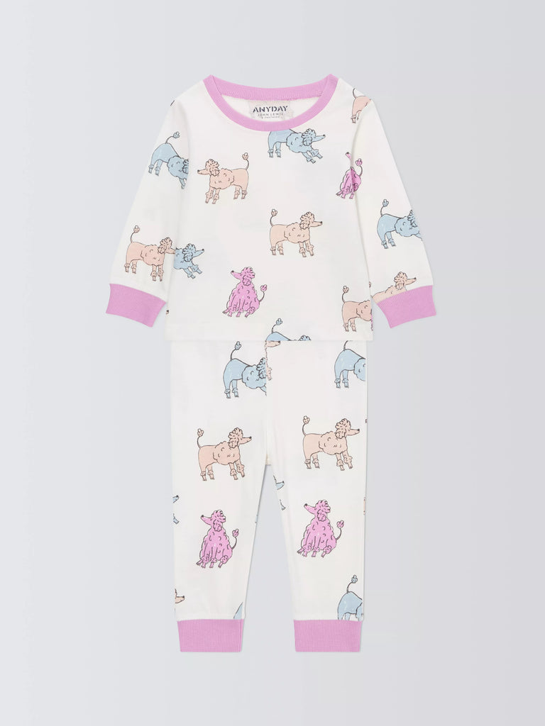 John Lewis ANYDAY Baby Poodle Cotton Pyjamas, Multi