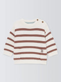 John Lewis Baby Striped Cotton Jumper, Brown/Multi