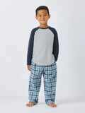 John Lewis Kids' Cotton Check Pyjamas, Blue