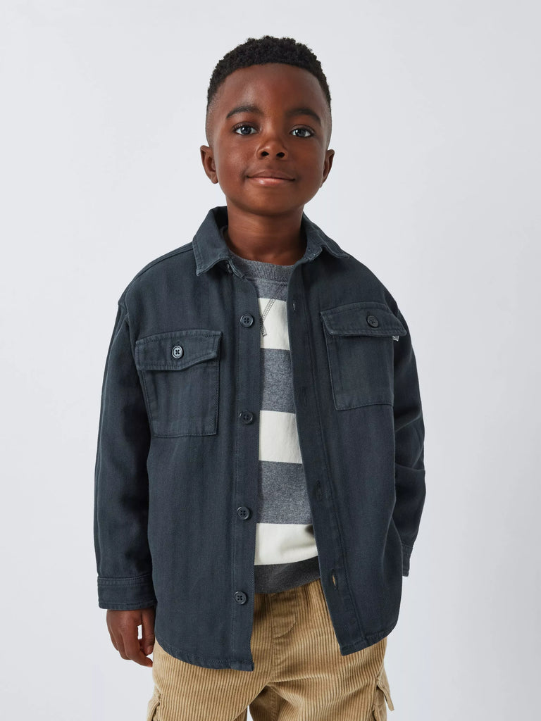 John Lewis Kids' Herringbone Overshirt, Navy