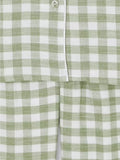 John Lewis Gingham Brushed Cotton Pyjama Set, Sage/Ivory