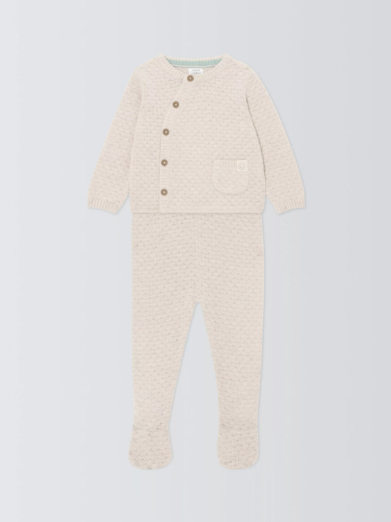 John Lewis Baby Pointelle Knitted Top and Bottoms, Multi