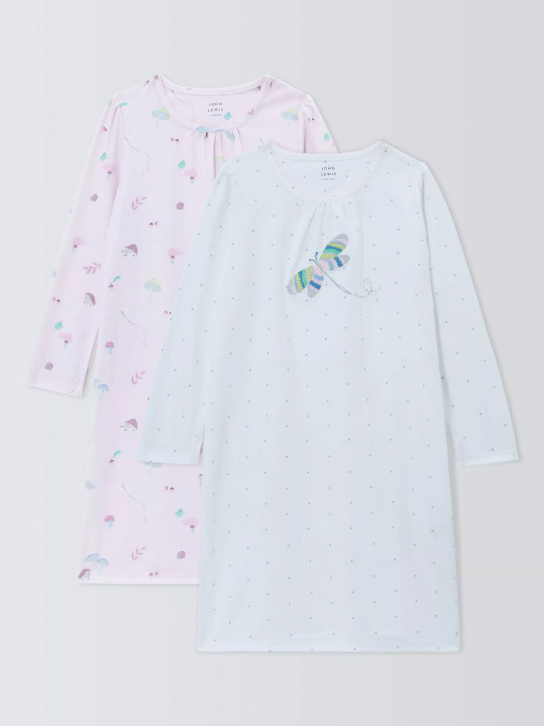 John Lewis Kids' Woodland Dragonfly Nightdress, Pack of 2, Multi