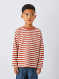 John Lewis ANYDAY Kids' Henley Stripe Long Sleeve Top, Orange