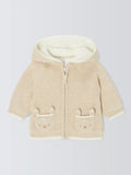 John Lewis Baby Deer Hooded Cardigan, Natural