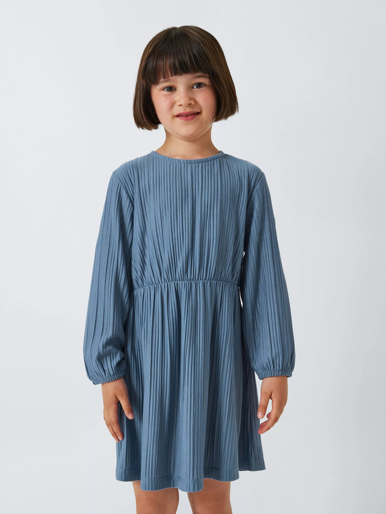 John Lewis ANYDAY Kids' Plisse Dress, Blue