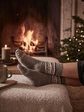 Barbour Anaise Fair Isle Socks, Mid Grey/Loden