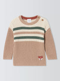 John Lewis Baby Striped Fox Cotton Wool Blend Jumper, Multi