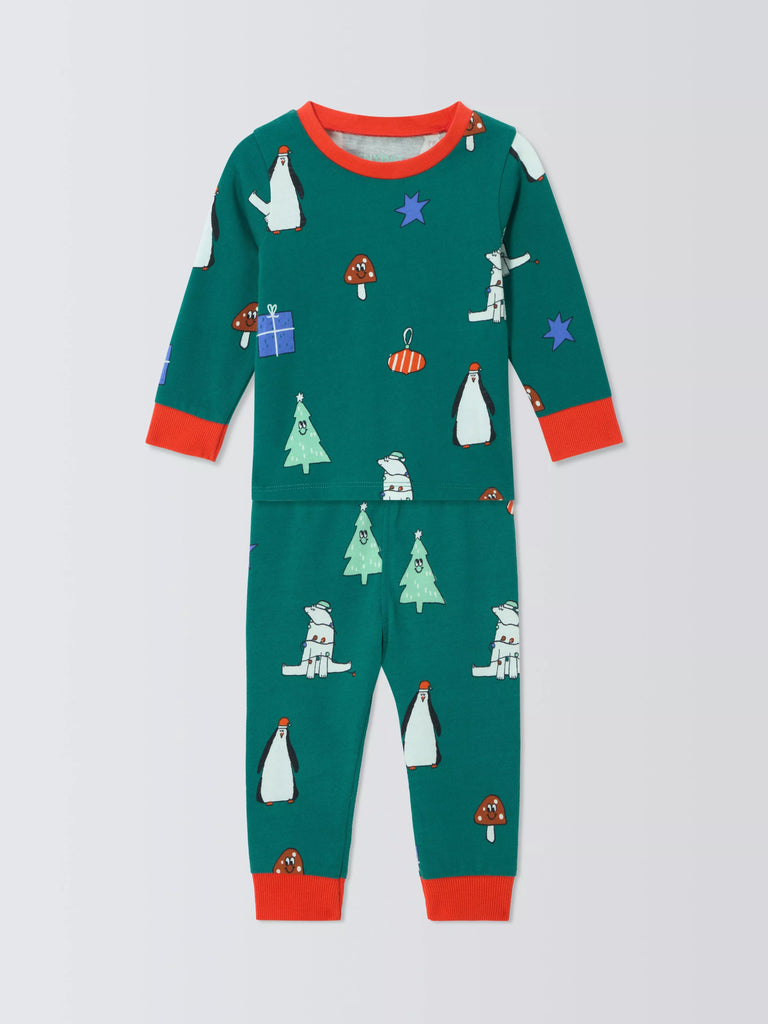 John Lewis Baby Christmas Pyjamas, Green