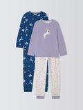 John Lewis Kids' Reindeer Pyjamas, Pack of 2, Purple