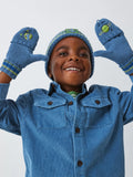 John Lewis Kids' Space Beanie Hat and Flip Top Gloves Set, Blue