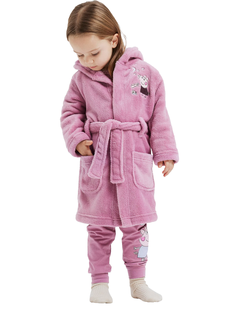 NAME IT Kids' Peppa Pig Dressing Gown, Mauve Orchid