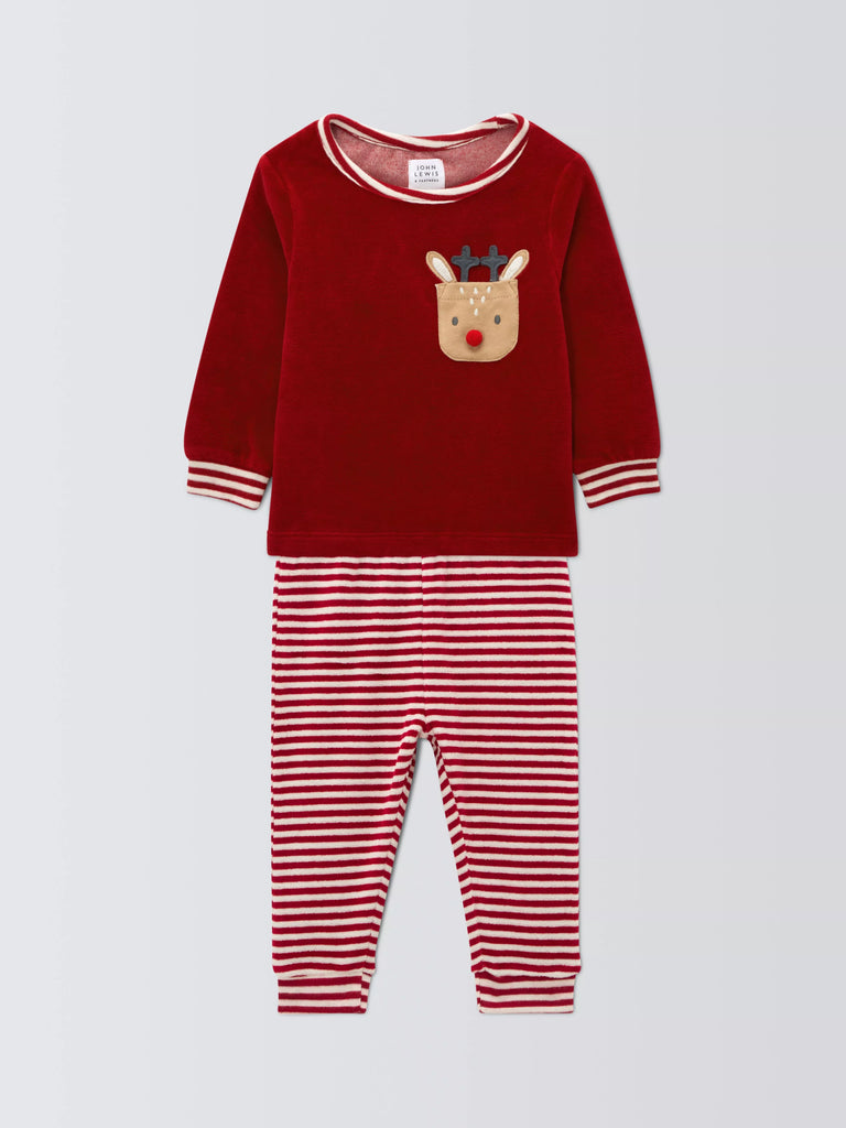 John Lewis Baby Reindeer Pocket Pyjamas, Red