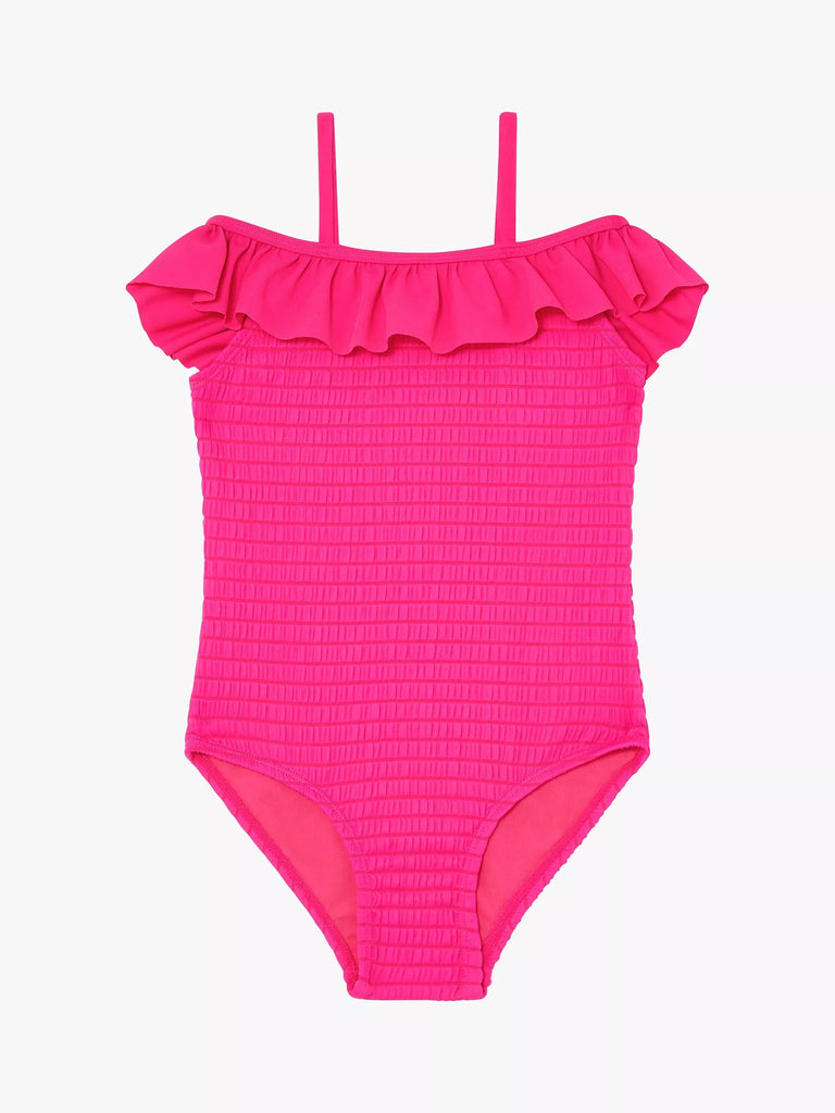 Angels by Accessorize Kids' Textured Frill Swimsuit, Pink