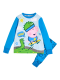 Brand Threads Kids' Peppa Pig George Pig Pyjama Set, Blue/Multi