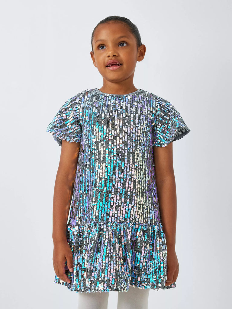 John Lewis Kids' Iridescent Sequins Party Dress, Multi