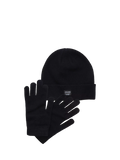 Jack & Jones Kids' Rib Knit Beanie Hat & Gloves Set, Black