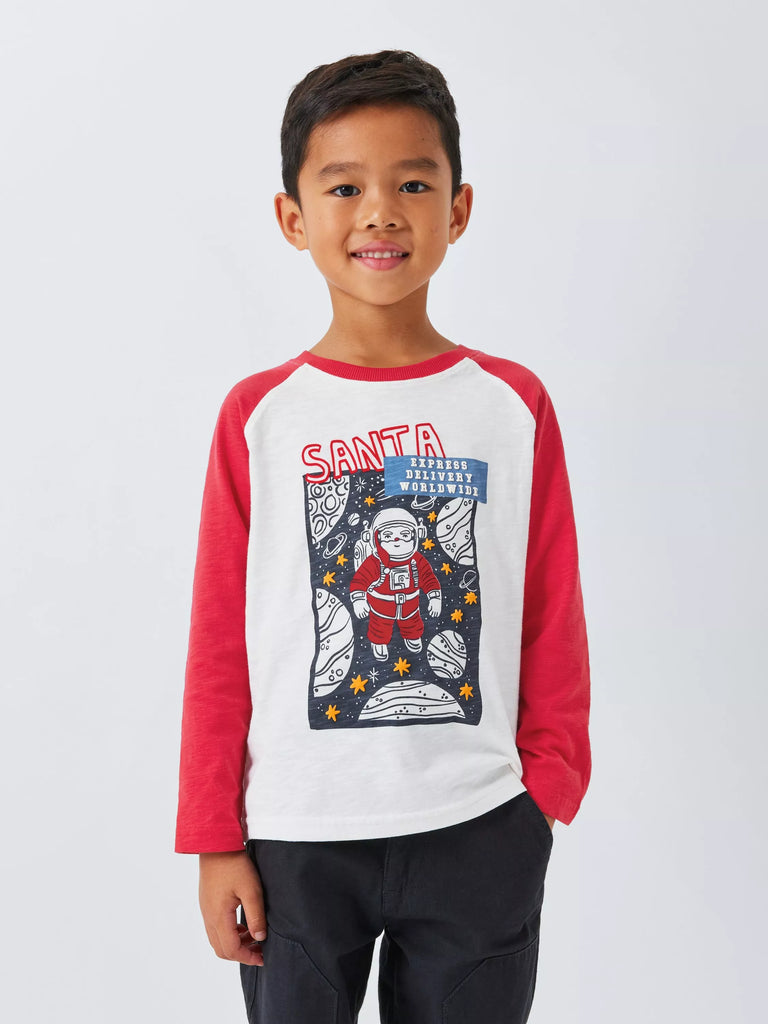 John Lewis Kids' Christmas Santa Space Top, Red