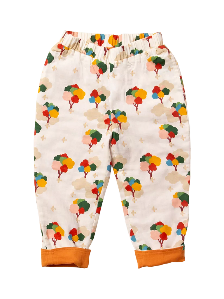 Little Green Radicals Baby Tree Reversible Trousers, Cream/Multi