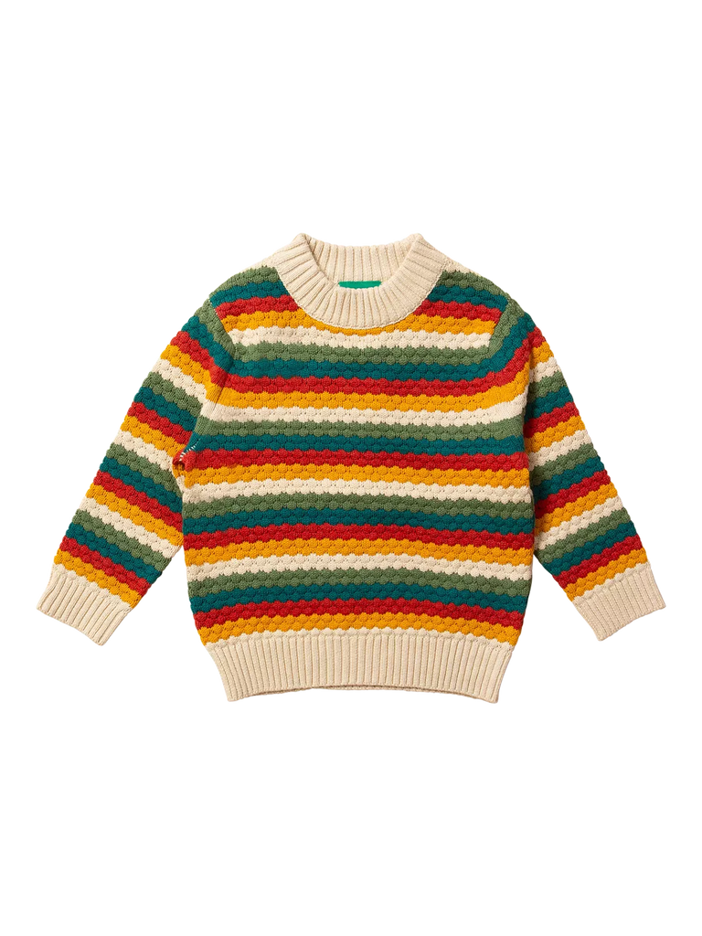 Little Green Radicals Kids' Rainbow Knit Jumper, Honeycomb/Multi