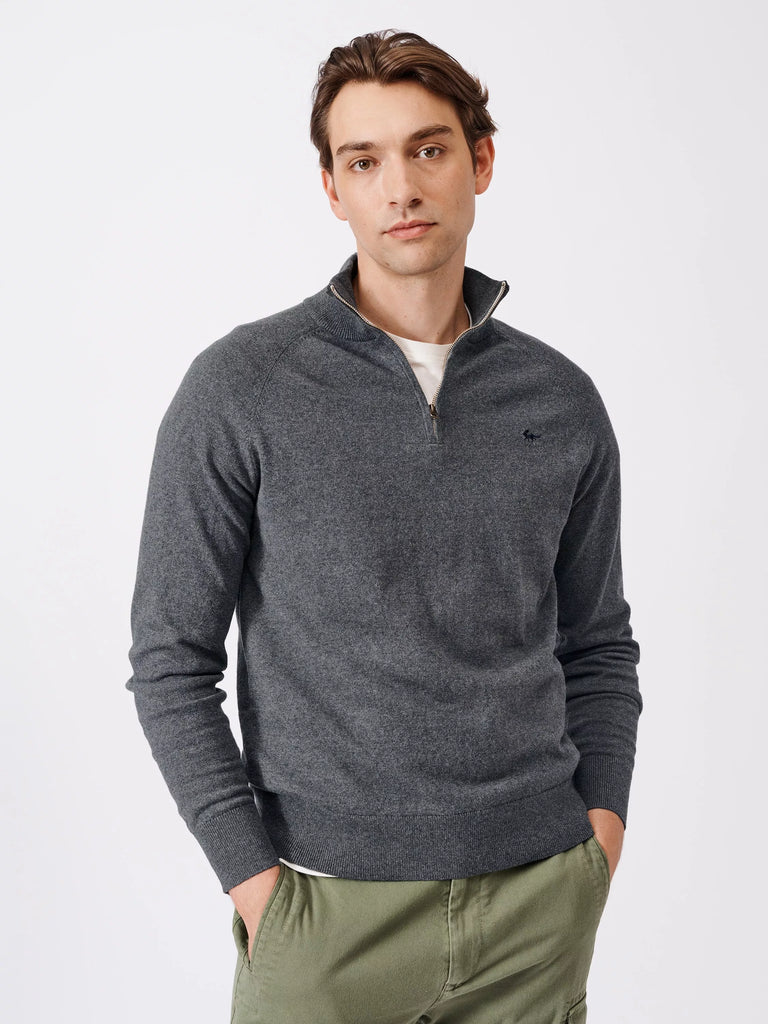 Aubin Bonby Zip Neck Cotton Jumper