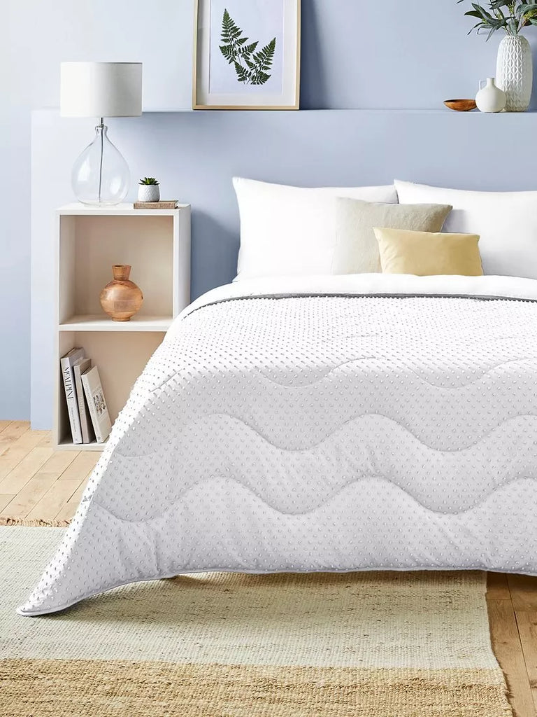 Night Lark Tufted Dots Coverless Duvet & Pillowcase Set, 10.5 Tog, White