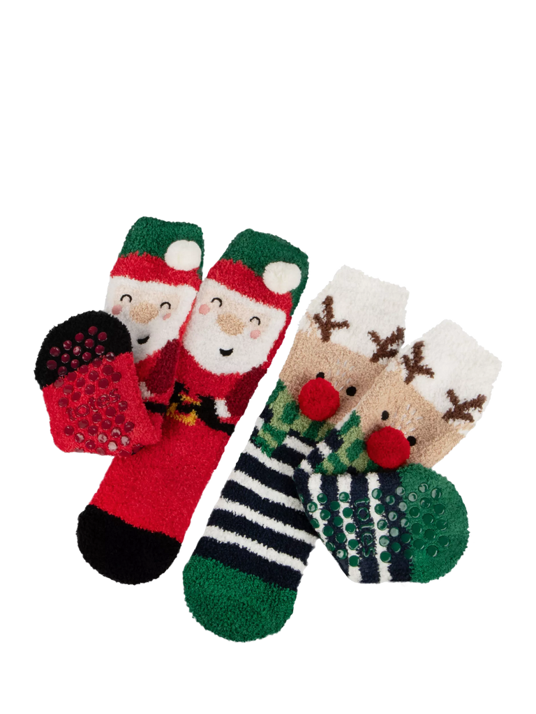 totes Kids' Christmas Slipper Socks, Multi