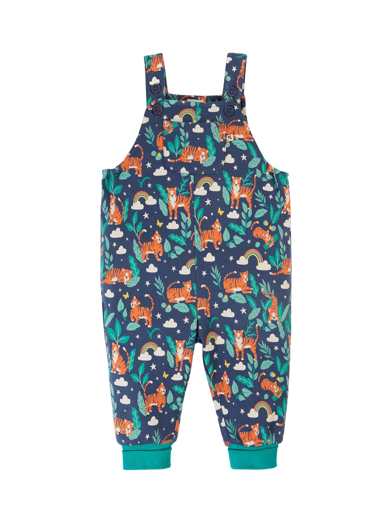 Frugi Baby Parsnip Organic Cotton Dungarees, Roarsome!