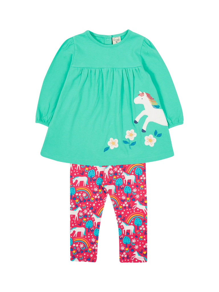 Frugi Baby Tilly Unicorn Organic Cotton Top and Leggings Set