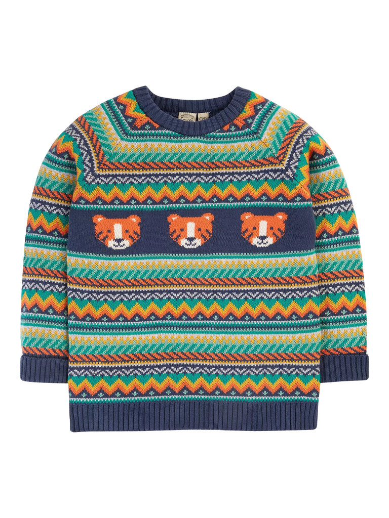 Frugi Kids' Fowey Organic Cotton Fair Isle Jumper, Multi