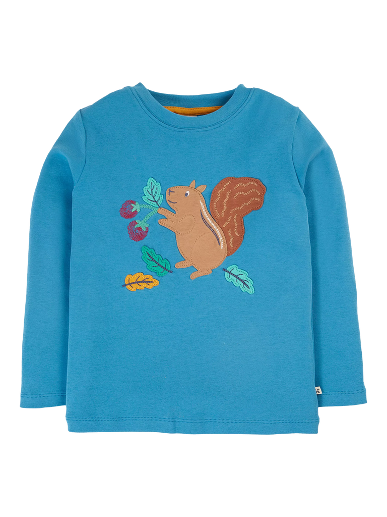 Frugi Kids' Organic Cotton Adventure Applique Top, Deep Water/Multi