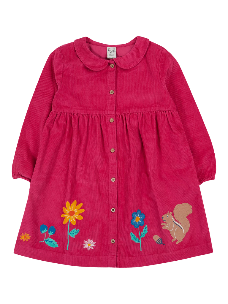 Frugi Kids' Coco Organic Cotton Corduroy Dress, Lingonberry