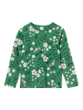 Polarn O. Pyret Kids' Organic Cotton Jersey Floral Top, Green/Multi