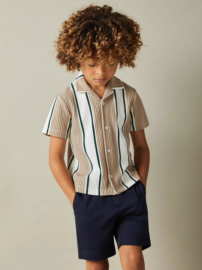 Reiss Kids' Alton Stripe Short Sleeve Shirt