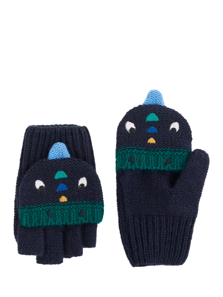 JoJo Maman Bébé Kids' Dinosaur Gloves, Navy/Multi