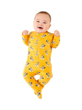 JoJo Maman Bébé Baby Zebra Print Zip Sleepsuit, Mustard/Multi