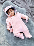 JoJo Maman Bébé Baby Mouse Velour Pramsuit, Pink